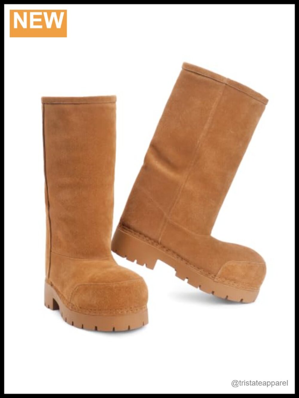 Faux Suede Platform Fuzzy Snow Boots Knee High Round Toe Faux Fur Lined